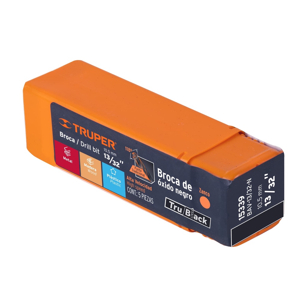Broca de alta velocidad, oxido negro, 13/32' TRUPER 15339 