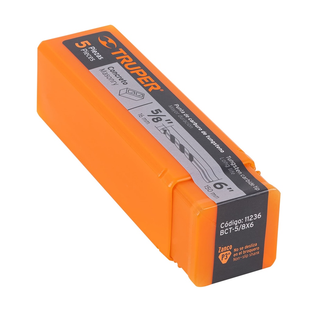 Broca para concreto, 5/8 x 6' TRUPER 11236