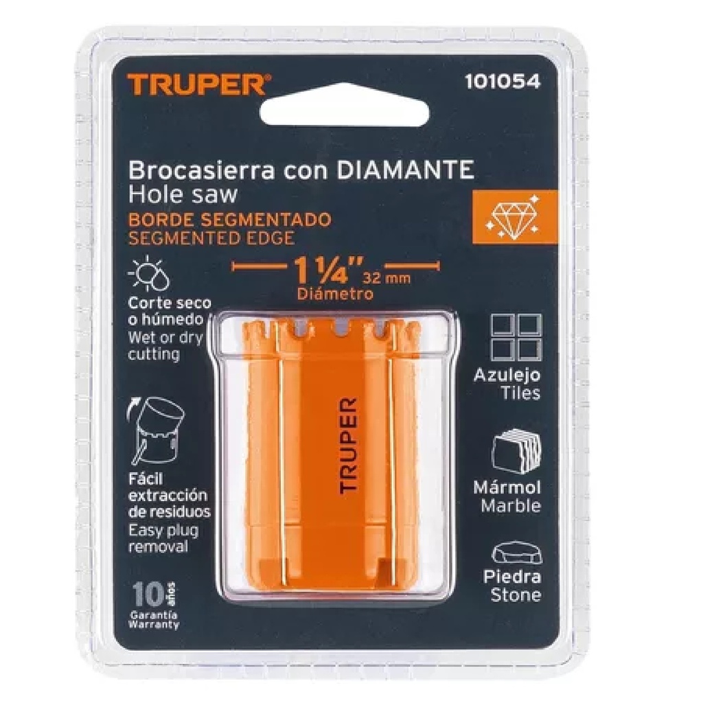 Brocasierra diamante, borde segmentado 1-1/4'