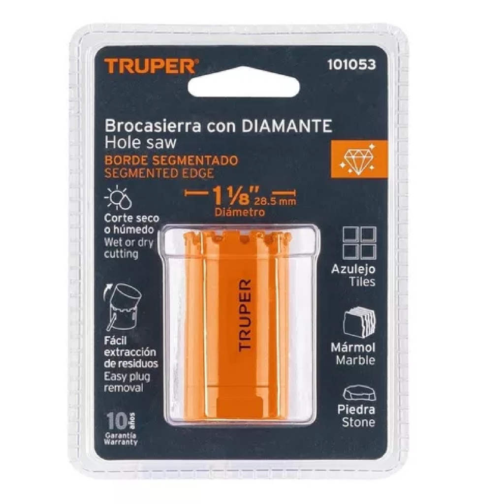 Brocasierra diamante, borde segmentado 1-1/8'