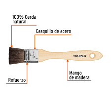 Brocha pelo de camello, mango de madera, 1'  12466  TRUPER 