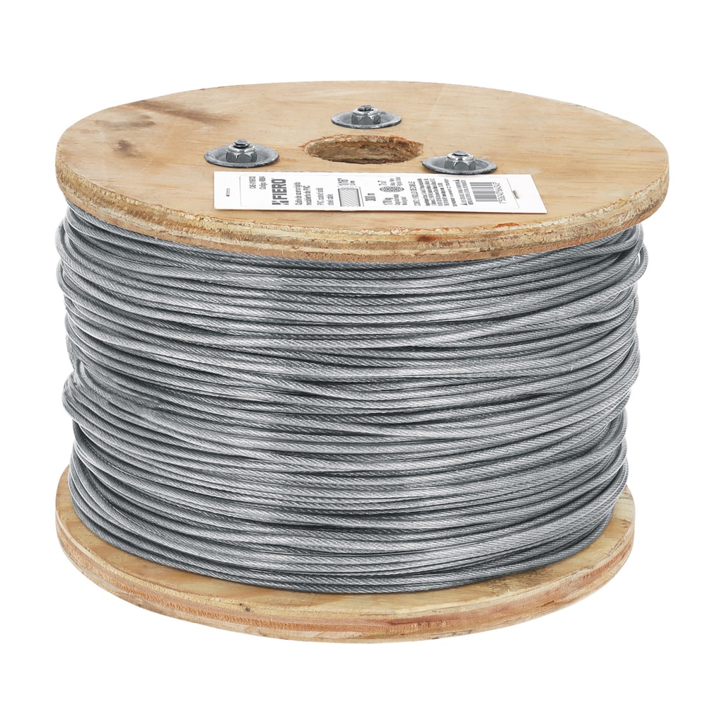 Cable rÌgido de acero 1/16' recubierto PVC, 7X7, 300 m  FIERO  48804 