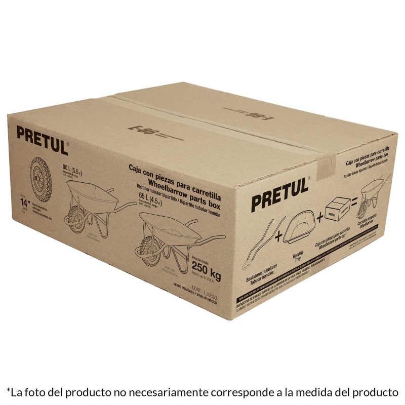 Caja c/accesorios y llanta neum·tica 14' p/carretilla,Pretul  22655  PRETUL 