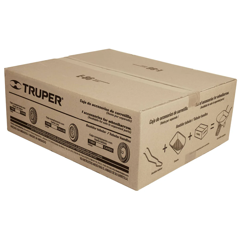 Caja con accesorios y llanta reforzada, 16' para carretilla  11854  TRUPER 