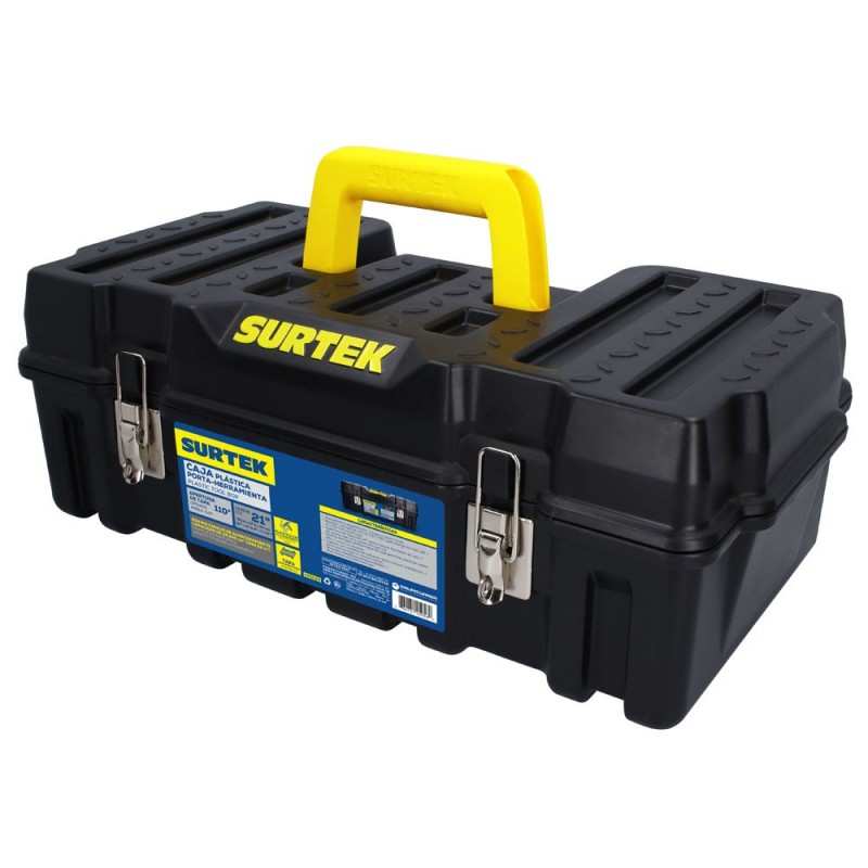 Caja portaherramientas plástica 21" compacta con broches metálicos Surtek