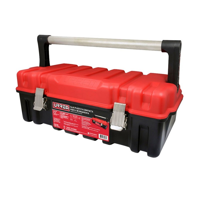 Caja portaherramientas plástica 21" compacta con broches metálicos tapa roja