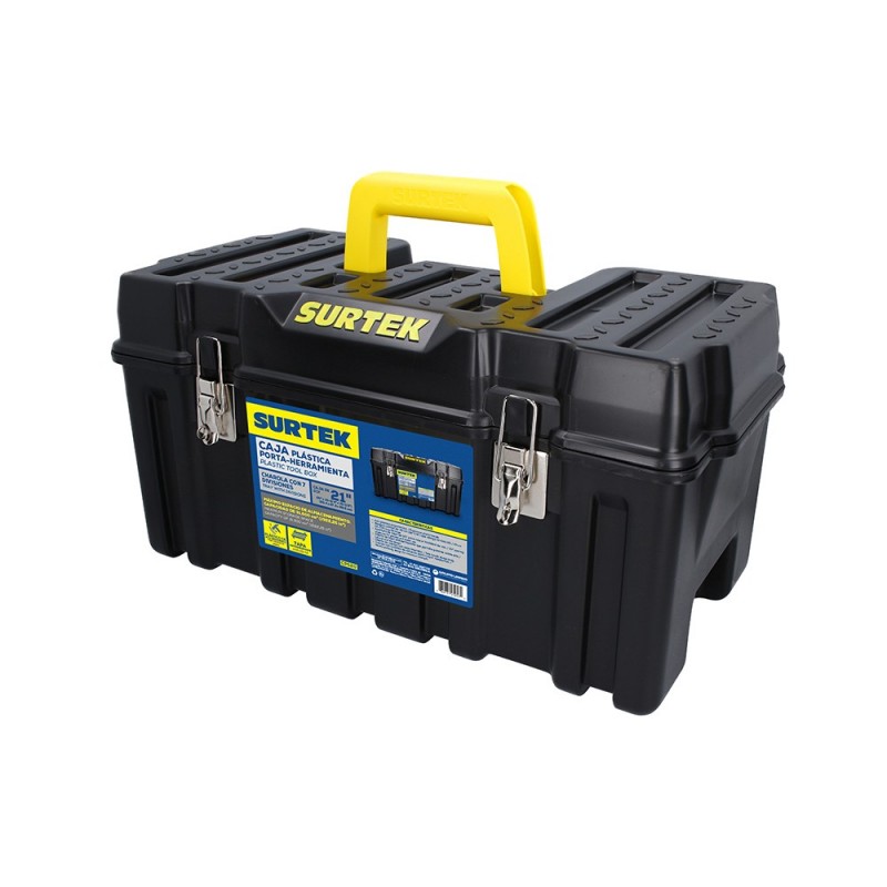 Caja portaherramientas plástica 21" con broches metálicos Surtek
