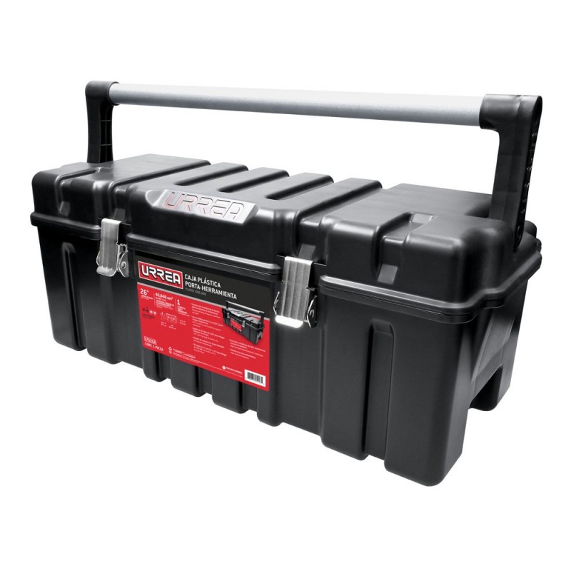 Caja portaherramientas plástica 26" con broches metálicos y charola