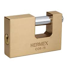 Candado antipalanca, 75mm, cuerpo de latÛn llave tradicional   43357  HERMEX 