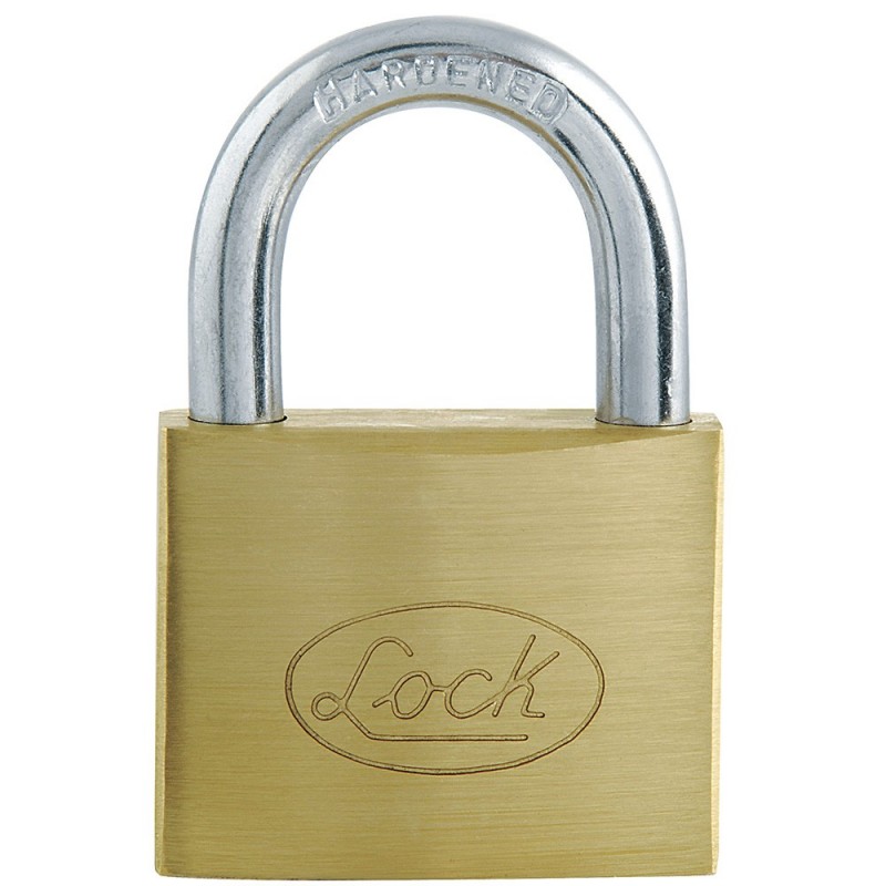 Candado de acero corto llave estándar 50mm latonado   L22S50ELBB  LOCK  