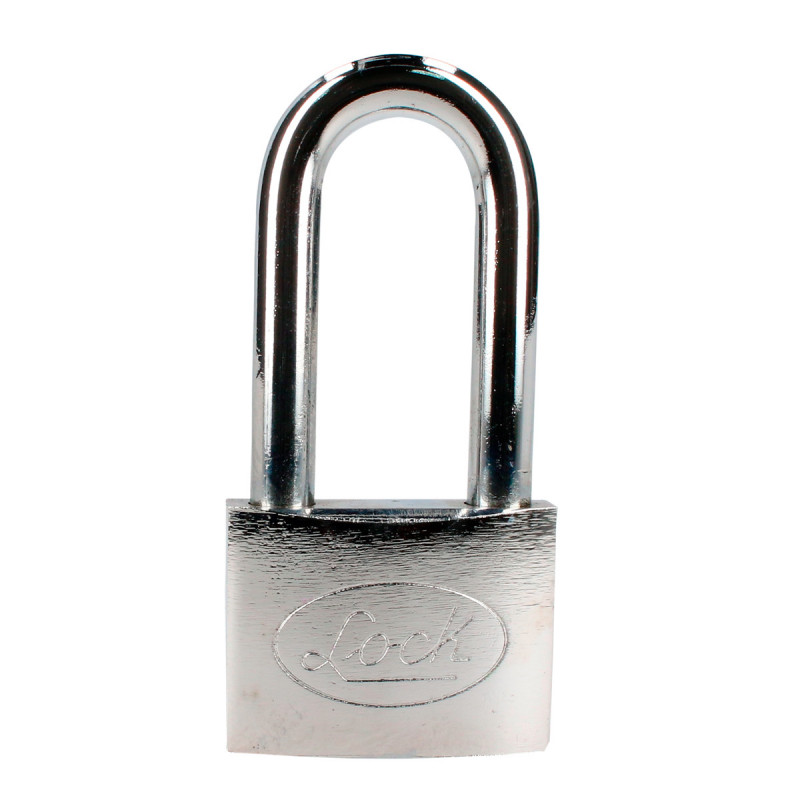 Candado de acero largo llave de discos 50mm cromo satinado                L22L50DCSB  LOCK 