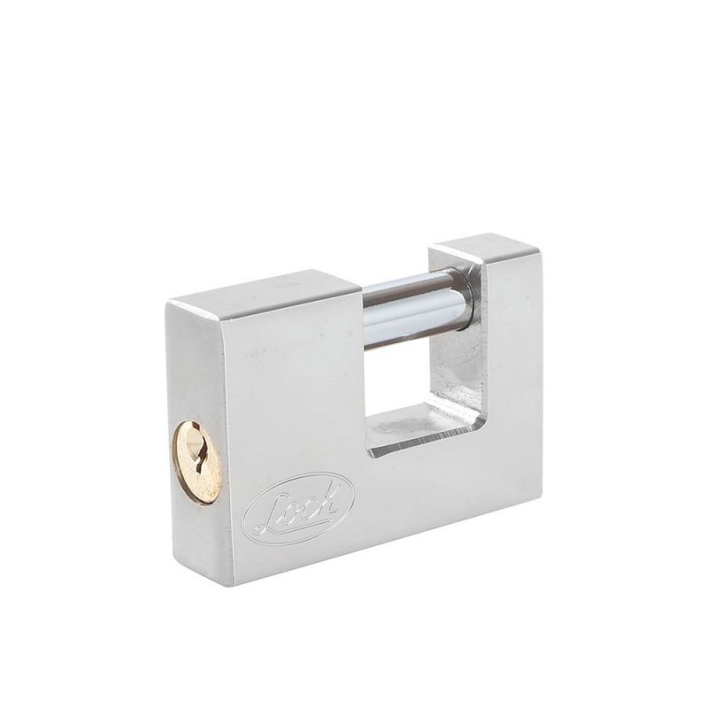 Candado de acero para cortina llave estándar 80mm cromo satinado   L22C80ECSB  LOCK 
