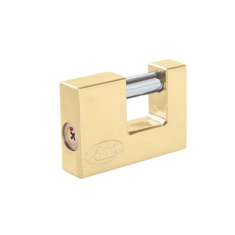 Candado de acero para cortina llave tetra 80mm latón brillante   L22C80TLBB  LOCK 