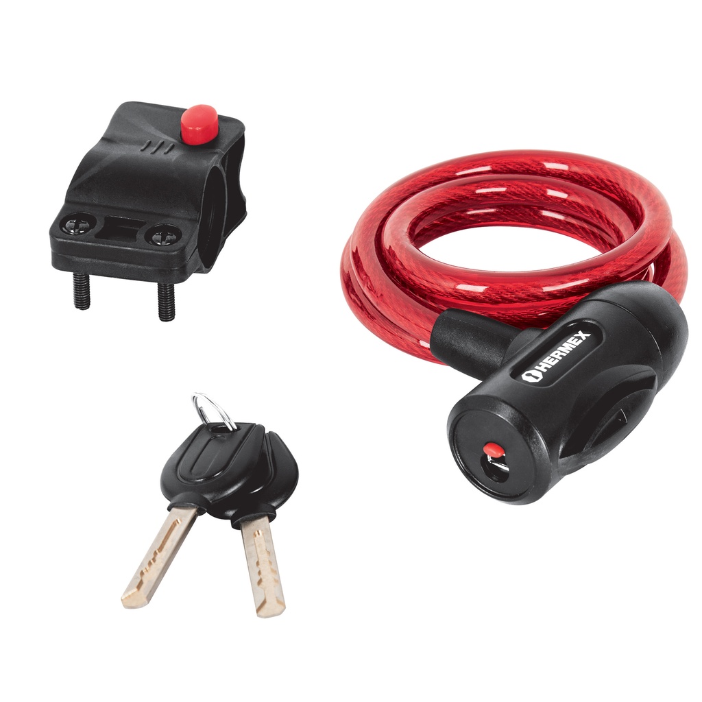 Candado de cable con llave, 10 mm X 1.0 m 43922  HERMEX 