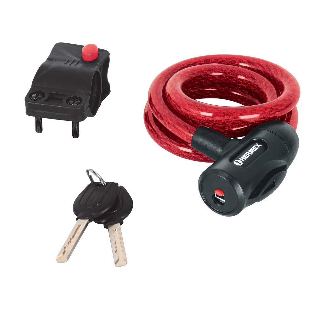 Candado de cable con llave, 12 mm X 1.0 m 43923  HERMEX 