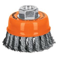 Carda copa, alambre trenzado grueso, 3x5/8', para esmeril
