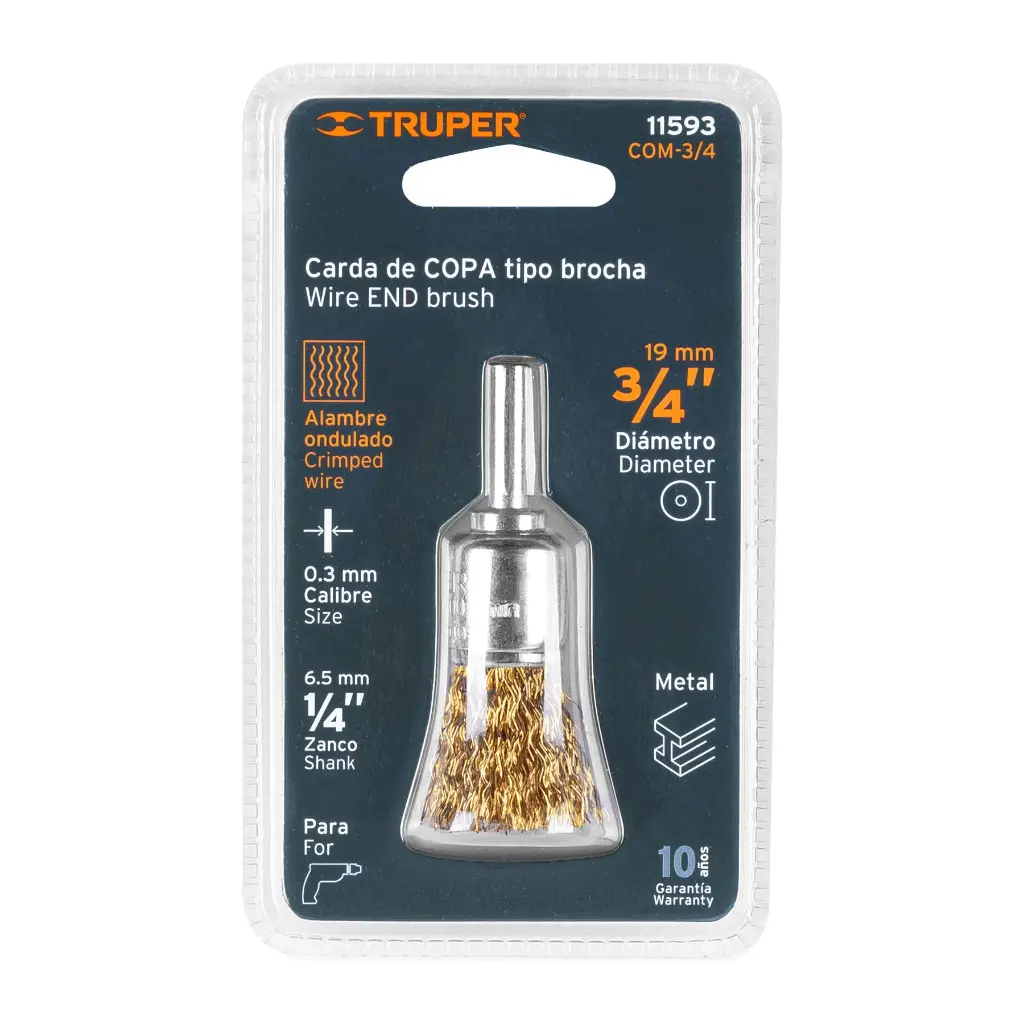 Carda de copa, alambre grueso, 3/4' para taladro COM-3/4