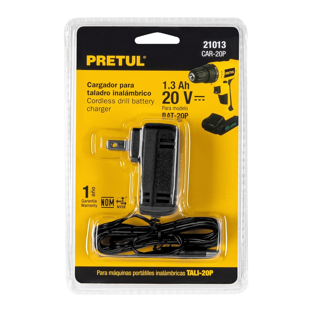 Cargador baterÌas,ion litio,20V, taladro TALI-20P,Pretul