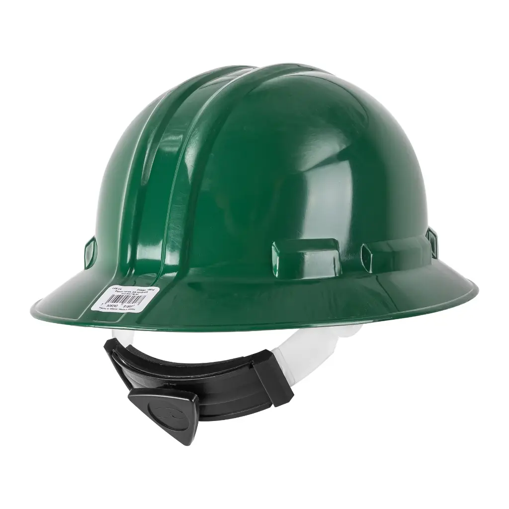 Casco de seguridad, verde, ala ancha