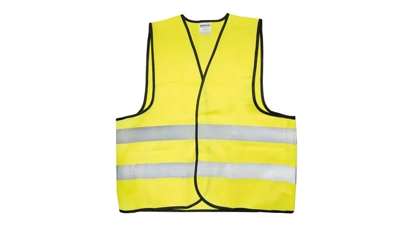 Chaleco de seguridad tela amarillo con cintas reflejantes