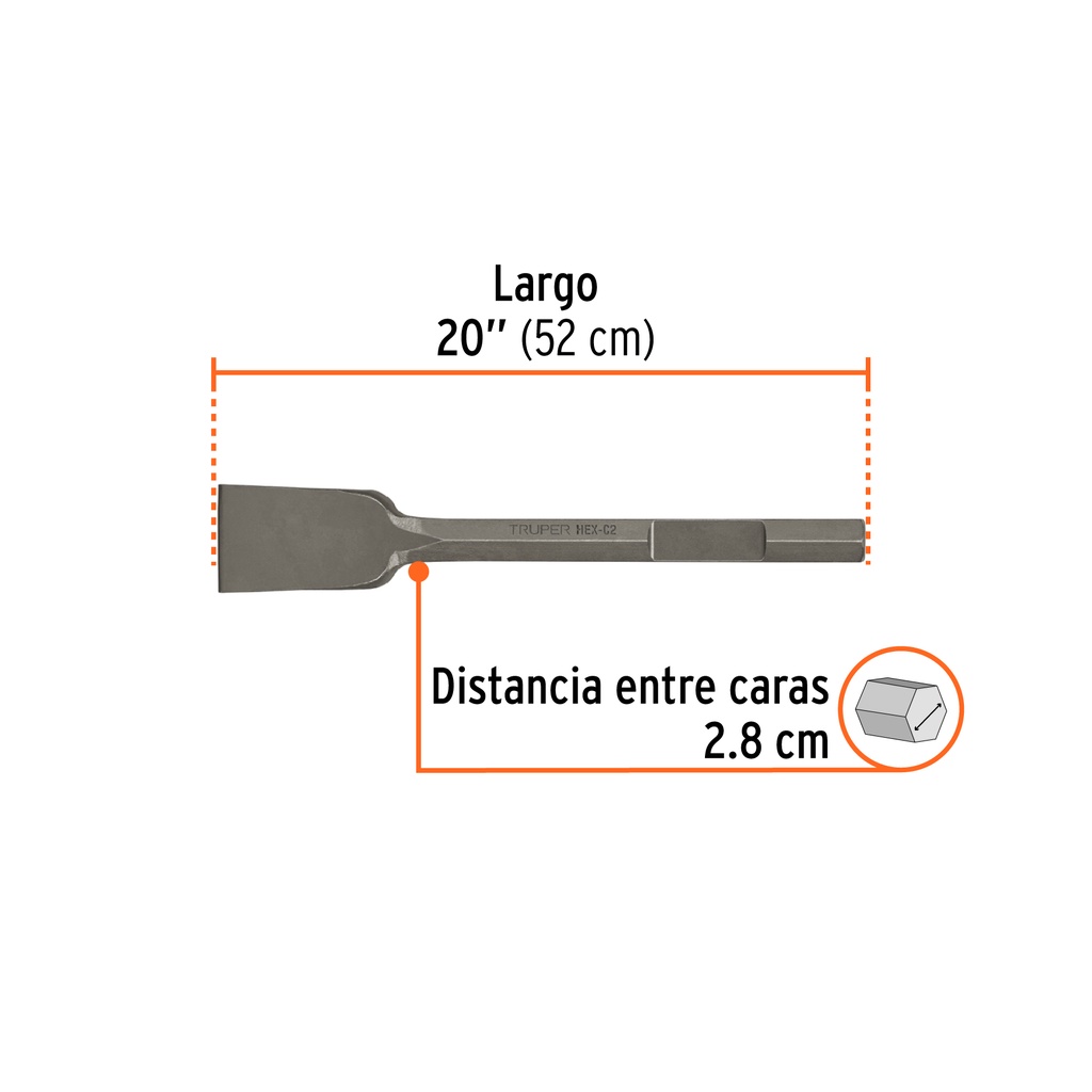 Cincel pala hexagonal de 1 1/8', de 16' X 3?       TRUPER  101232