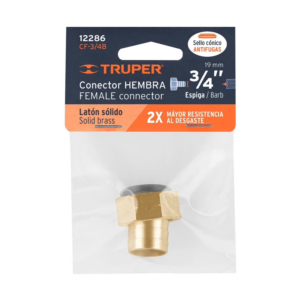 ConexiÛn de laton hembra de 3/4' para manguera, blister