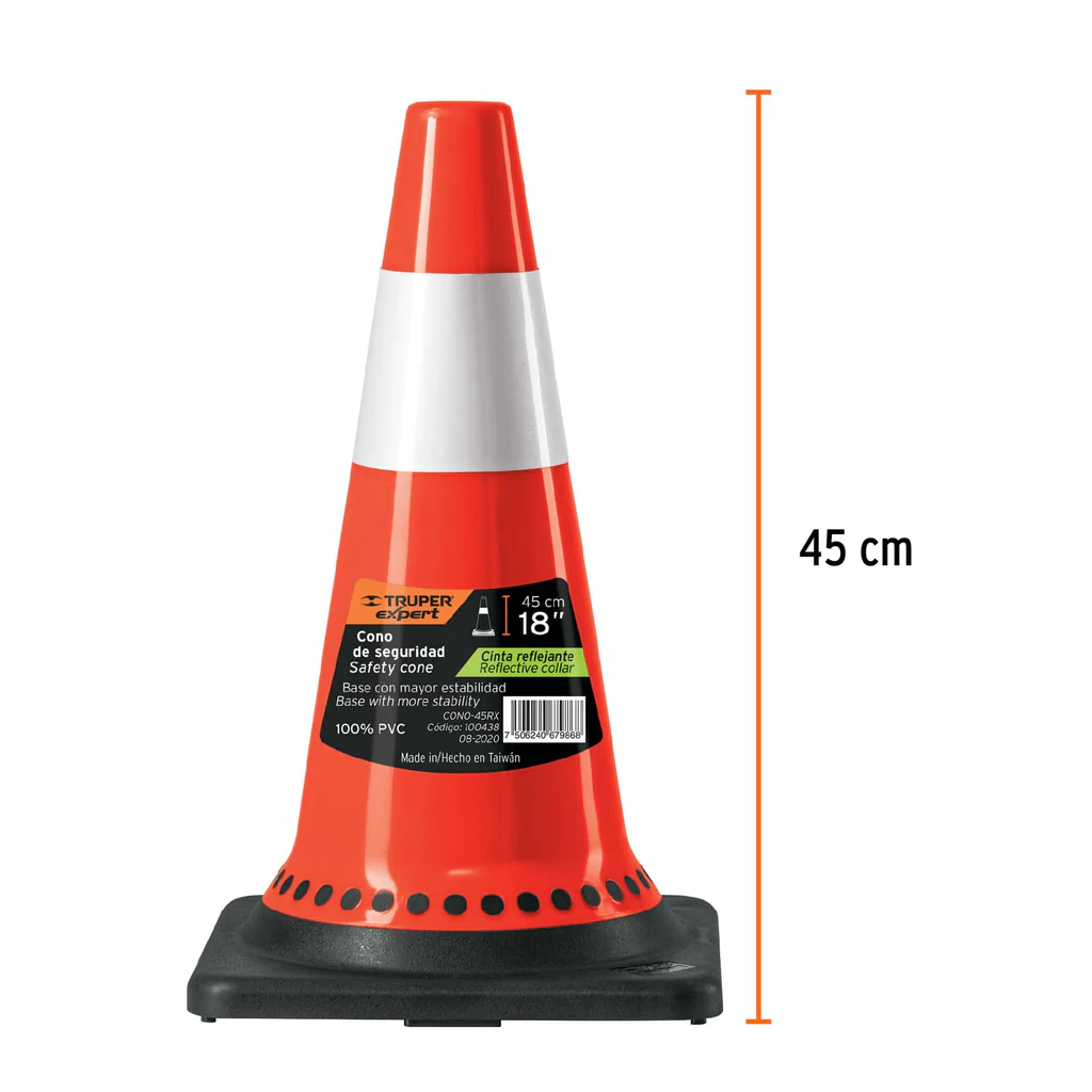 Cono de precauciÛn con base negra, 45 cm, Expert