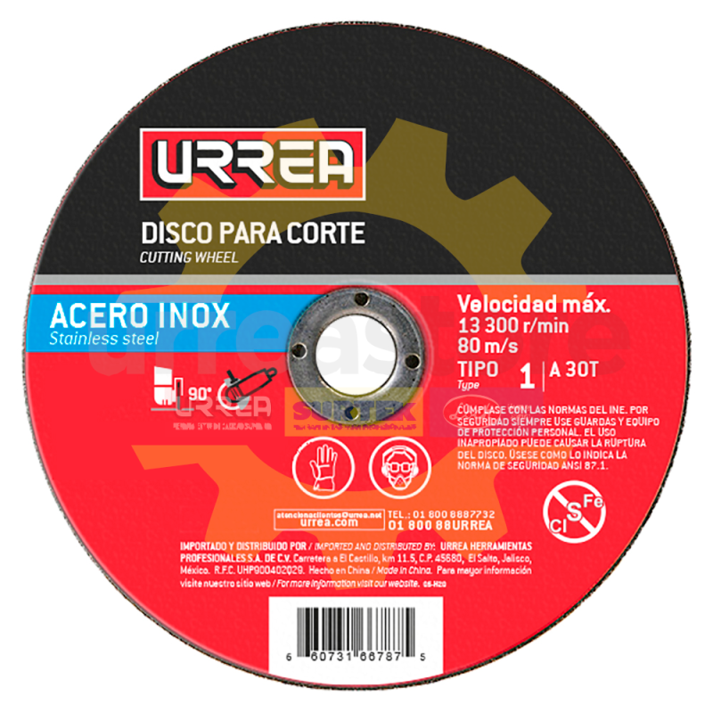 Disco abrasivo tipo 1 para acero inoxidable 4-1/2" x 3/64" uso general