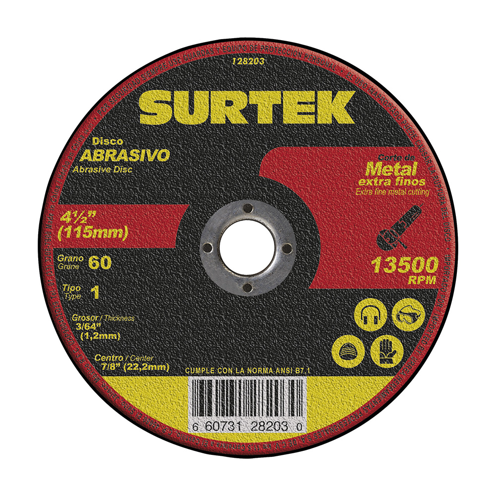 Disco abrasivo tipo 1 para corte extra fino de acero inoxidable 4-1/2"x1.2mm