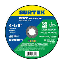 Disco abrasivo tipo 27 para corte de piedra 4-1/2x1/8"
