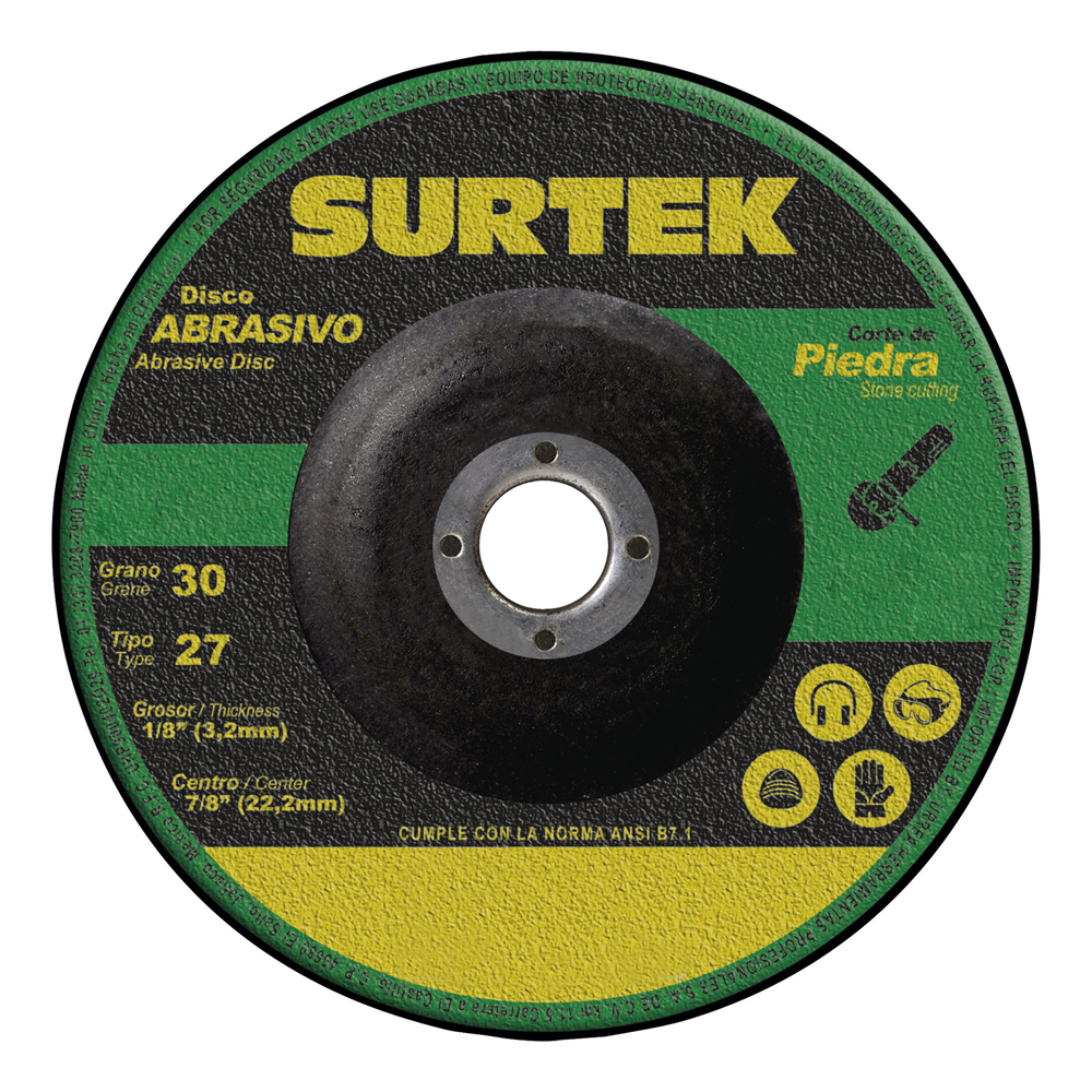 Disco abrasivo tipo 27 para corte de piedra 7x1/8"