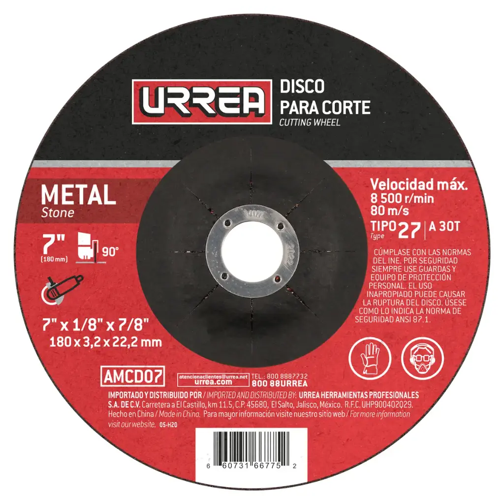 Disco abrasivo tipo 27 para metal 7 x 1/8" uso general
