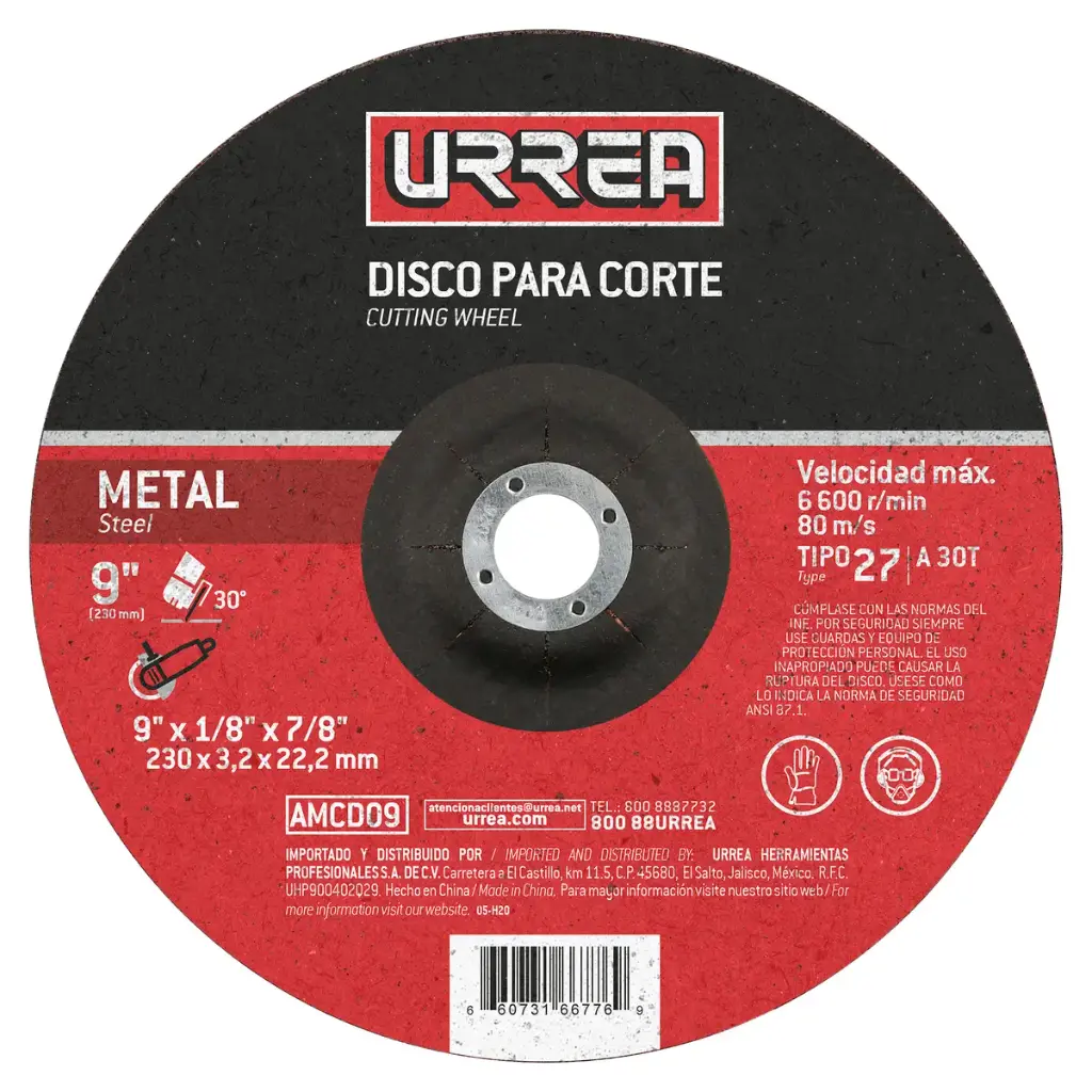 Disco abrasivo tipo 27 para metal 9 x 1/8" uso general