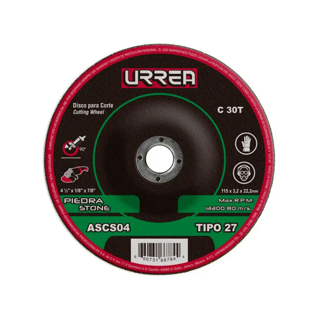 Disco abrasivo tipo 27 para piedra 4-1/2" x 1/8 uso general