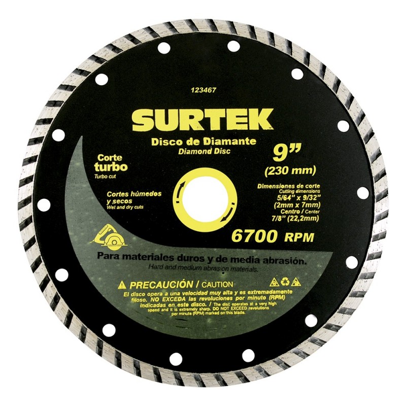Disco de diamante corte turbo 9"