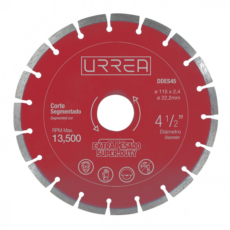 Disco de diamante uso extra pesado corte segmentado 4 1/2"