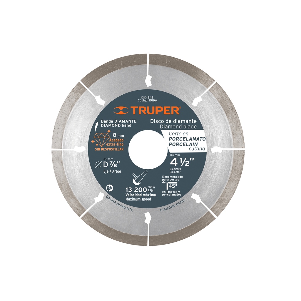 Disco de diamante, 4-1/2' corte porcelanato