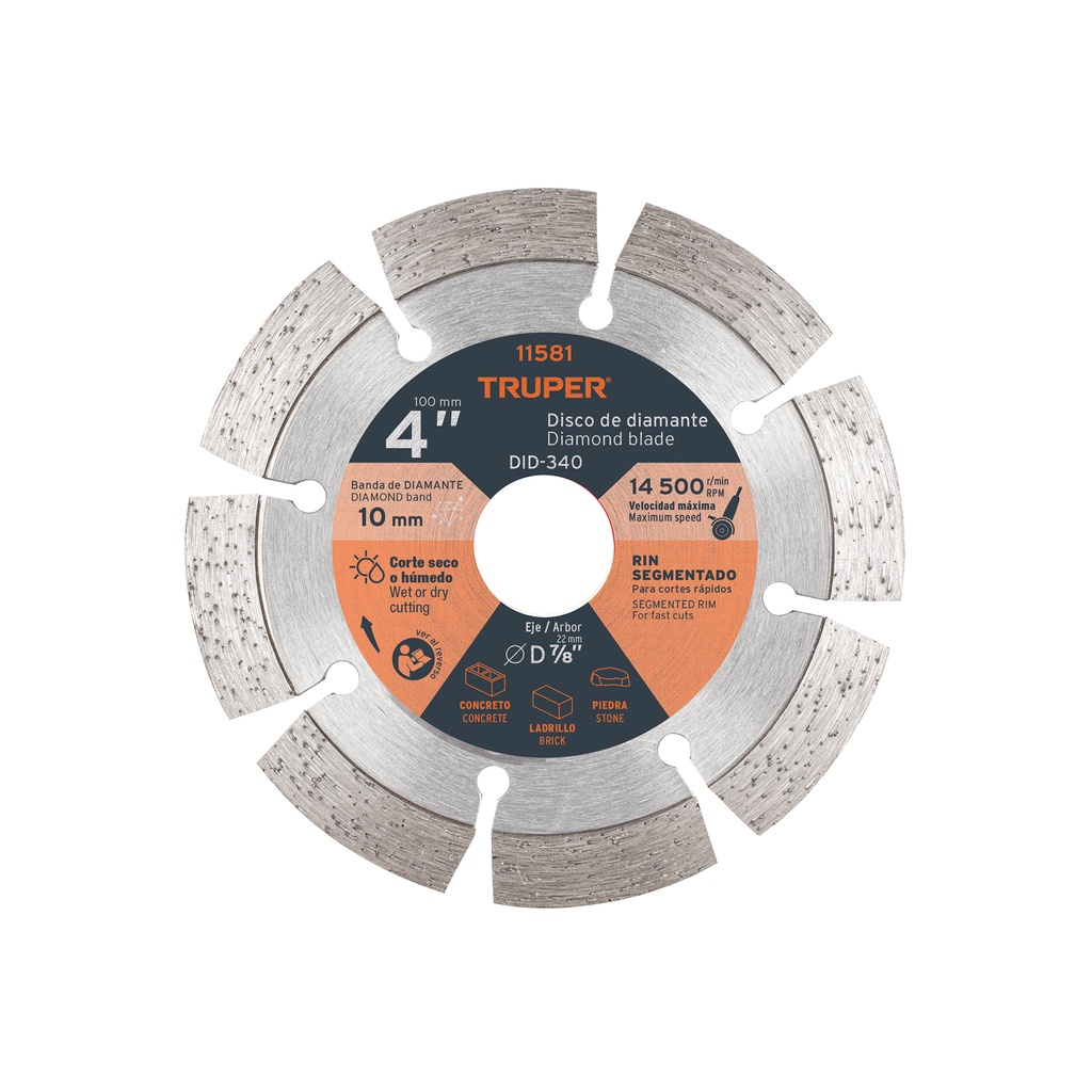 Disco de diamante, rin segmentado, 4'