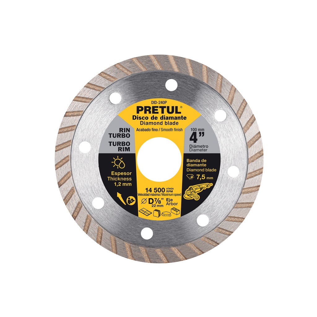 Disco de diamante, rin turbo, 4', Pretul