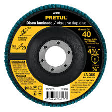 Disco laminado, 4-1/2', grano 40, centro 7/8', Pretul