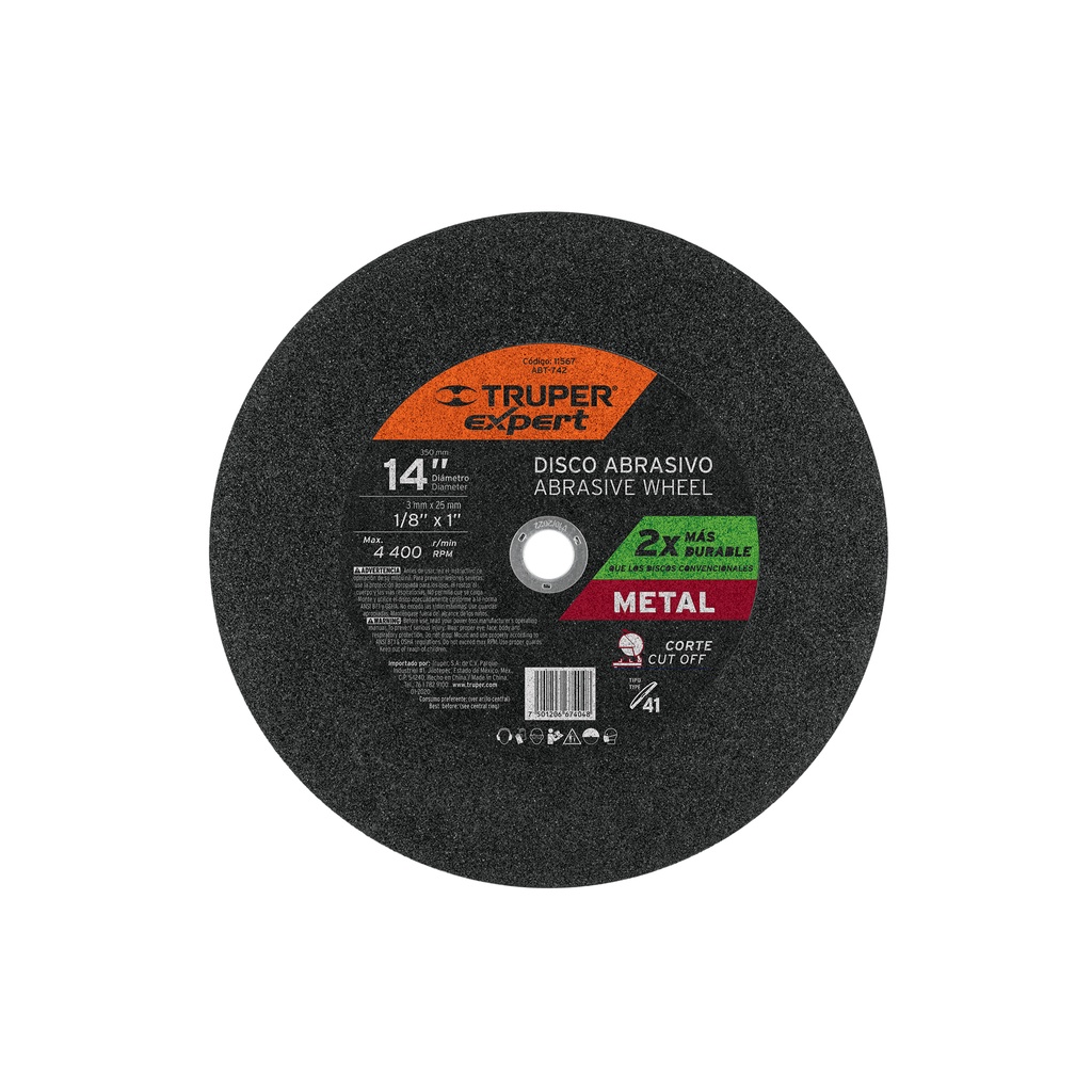Disco para corte de metal, tipo 41, di·metro 14'
