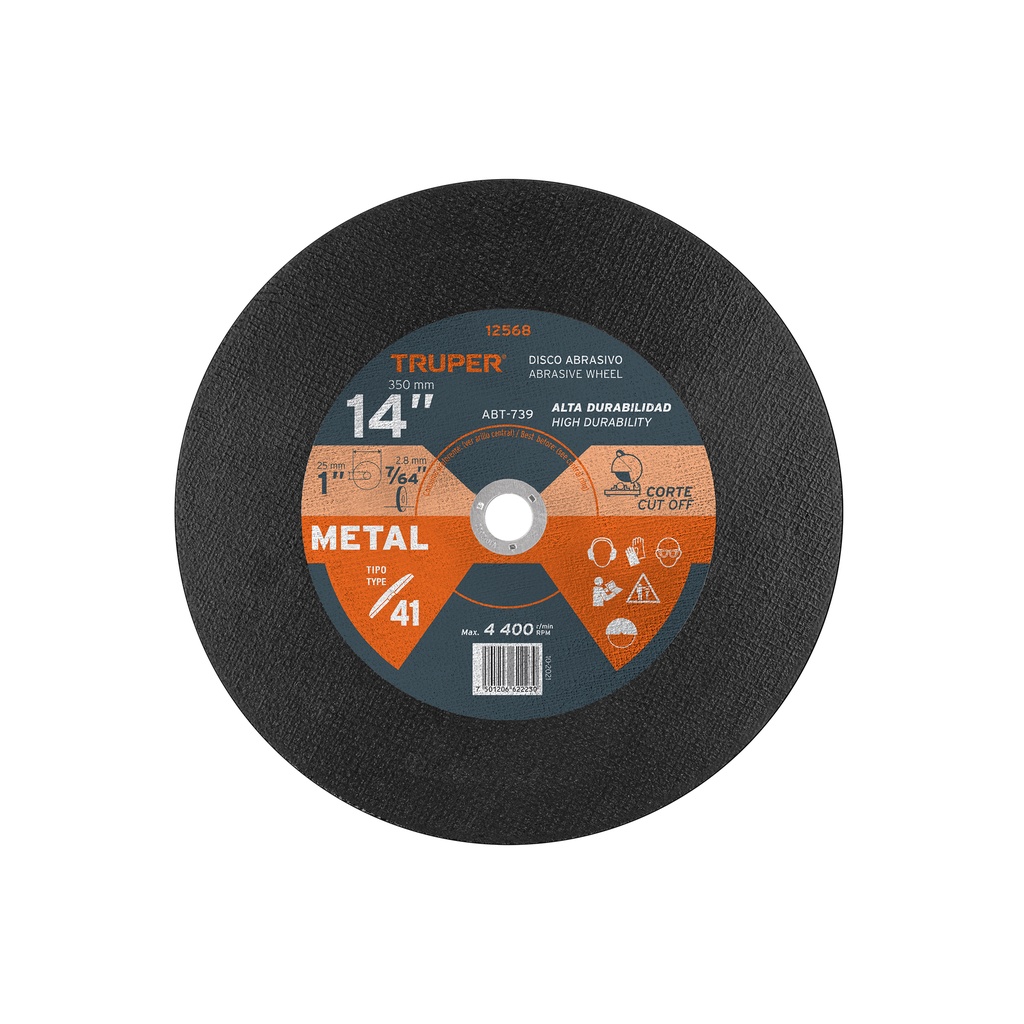 Disco para corte de metal, tipo 41, di·metro 14'