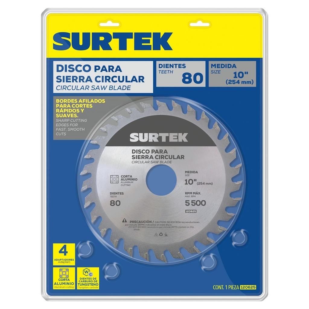 Disco para sierra circular para aluminio 10"80 dientes