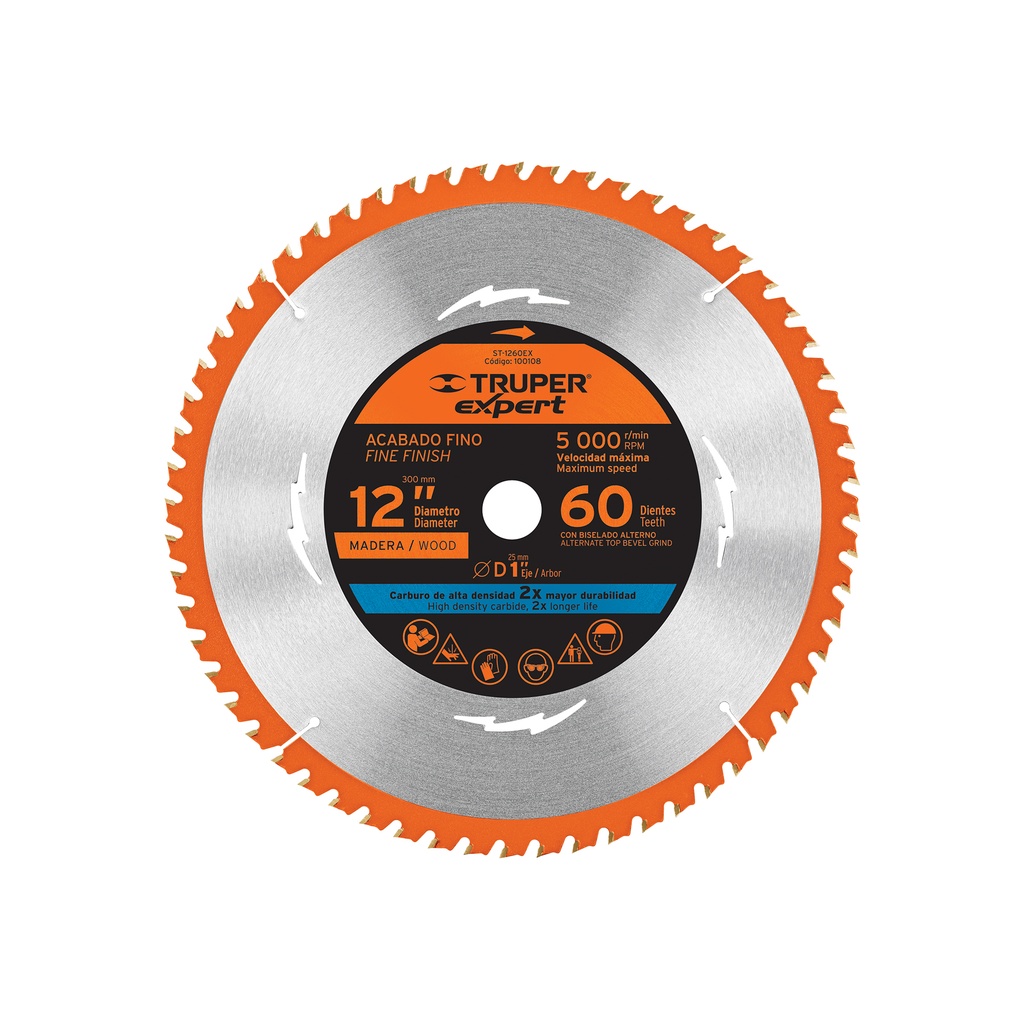 Disco sierra†p/madera 12', 60d, centro 1', Expert