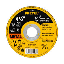 Disco Tipo 41 para corte fino de metal 4-1/2', 1.0 mm Pretul