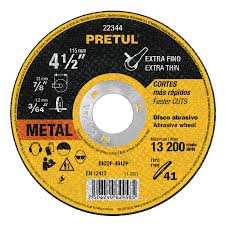 Disco Tipo 41 para corte fino de metal 4-1/2', 1.2 mm Pretul