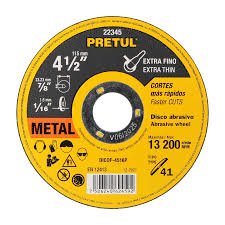 Disco Tipo 41 para corte fino de metal 4-1/2', 1.6 mm Pretul