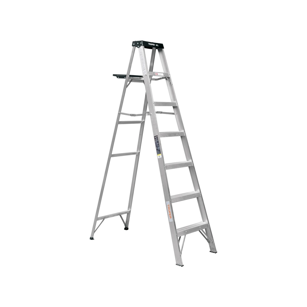 Escalera de tijera tipo III, 6 escalones, con bandeja