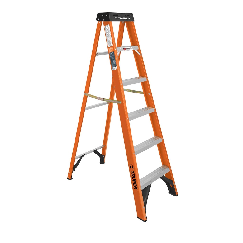 Escalera de tijera, tipo ll, 5 peldaÒos, fibra de vidrio