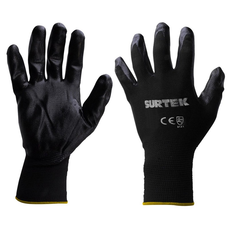 Guantes de nailon con recubrimiento de nitrilo talla mediana